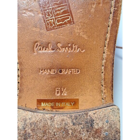 Paul Smith Italian Leather Brogue Wingtip Shoes Tan Size US 7 UK 6.5 Luxury - Picture 5 of 12